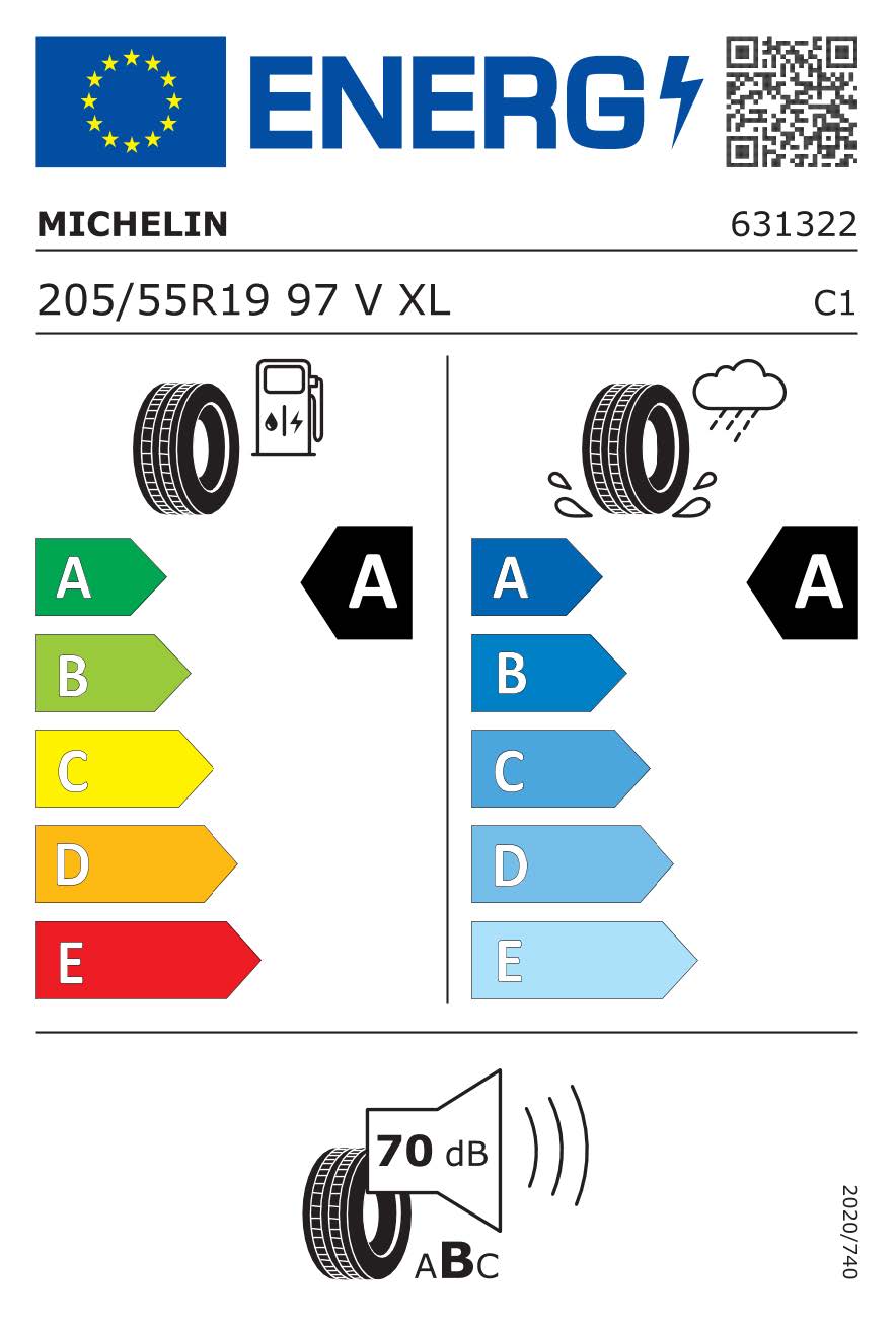 Reifenlabel Michelin 205/55R19 97 V XL